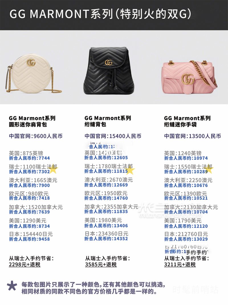 2019.5月最新Gucci比價(jià)古馳新款、經(jīng)典款包包8國(guó)官網(wǎng)全球比價(jià)！ (3)