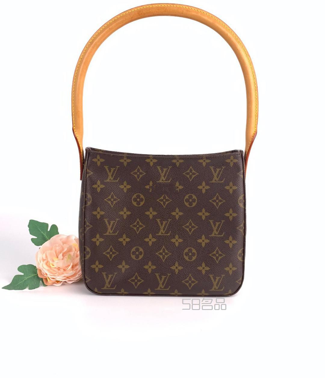 99新 Lv 路易威登 looping中號 中古老花包,lv手鏈辨認真假_1