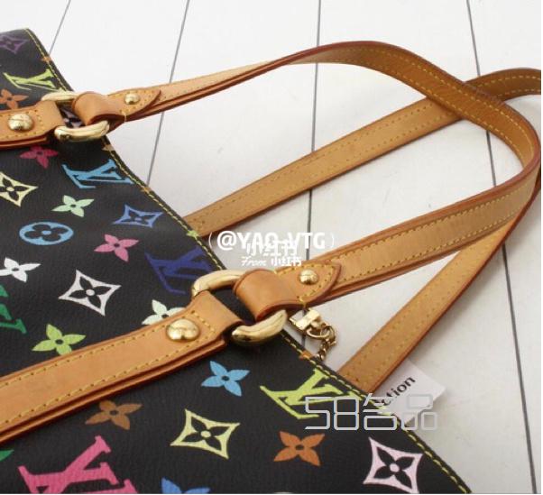 LV村上隆限量絕版黑三彩托特單肩包～,lv包序列號在哪_3