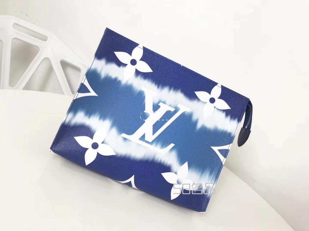Lv ESCALE 26cm藍天白云手包洗漱包,lv老花錢包鑒定_1