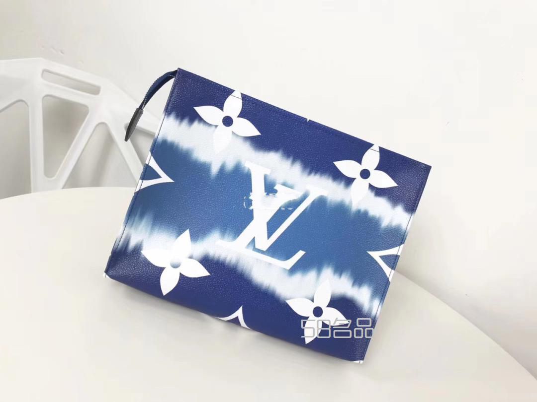 Lv ESCALE 26cm藍天白云手包洗漱包,lv老花錢包鑒定_3