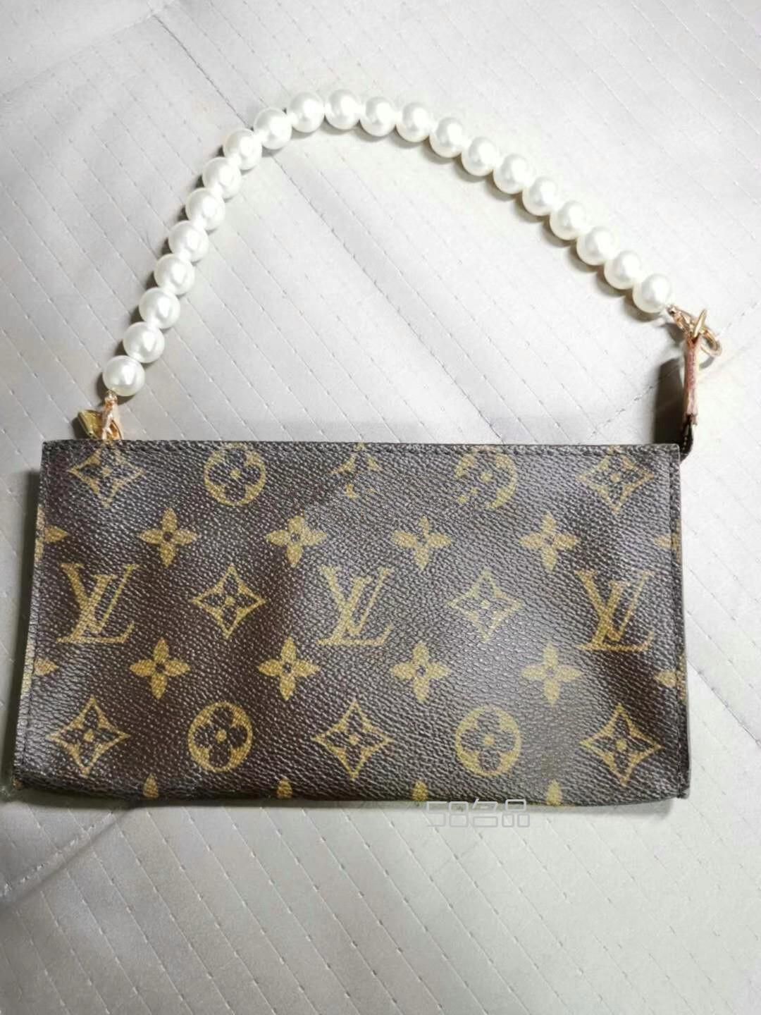 中古LV老花大號子包珍珠手提vintage,白色lv包_3