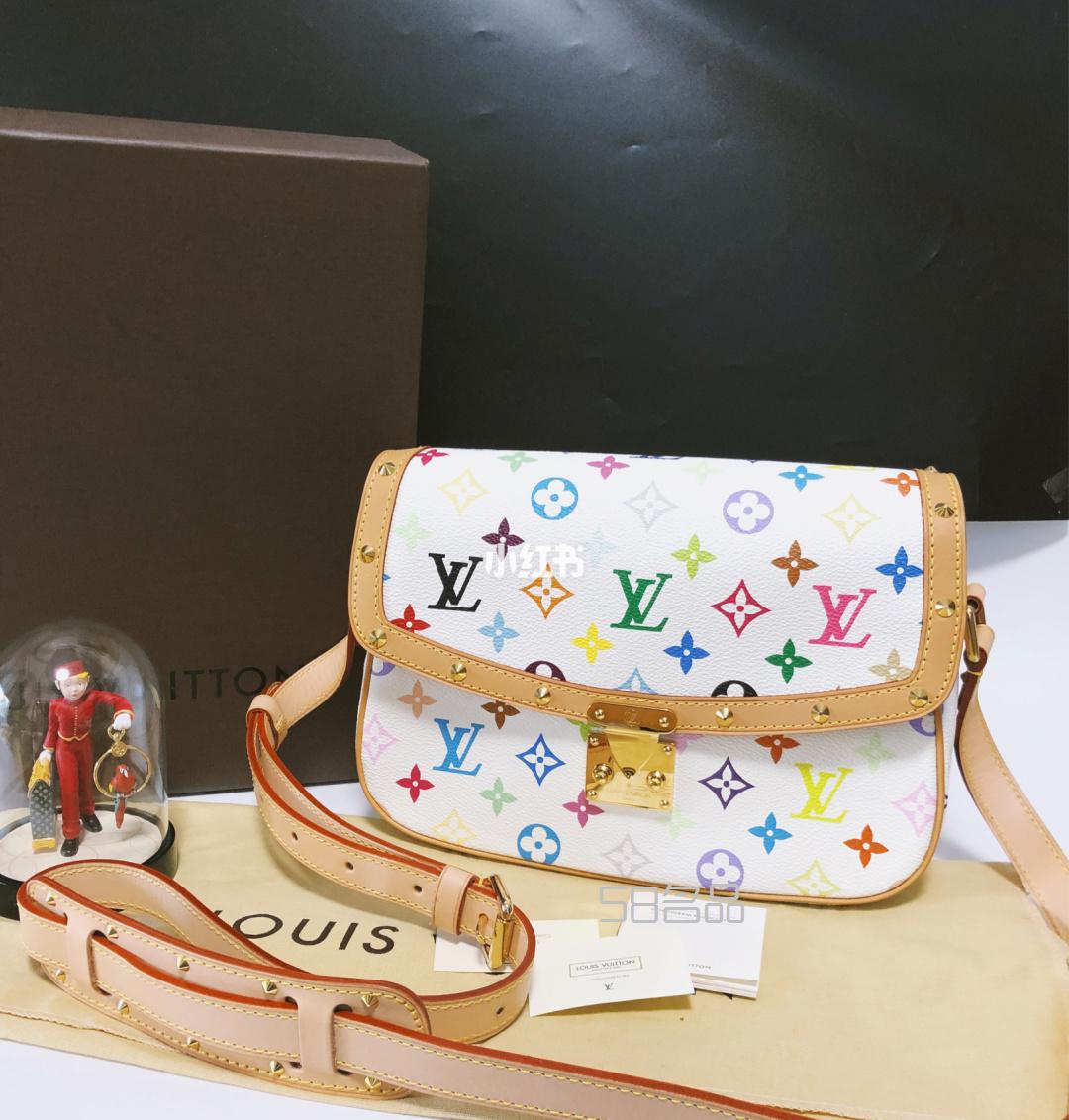 中古包推薦LV村上隆絕版黑白三彩郵差包,lv speedy 序列號_5