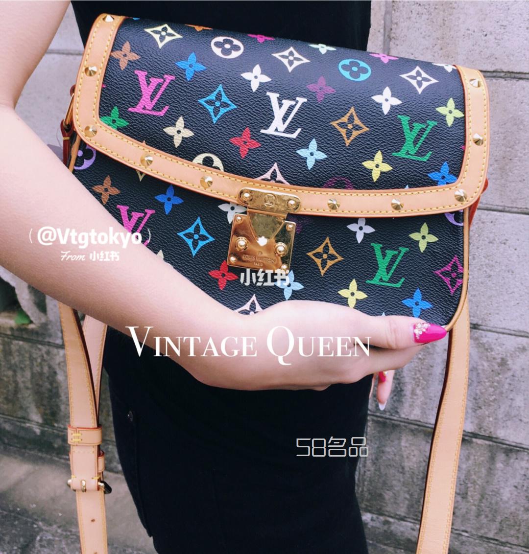 中古包推薦LV村上隆絕版黑白三彩郵差包,lv speedy 序列號_12