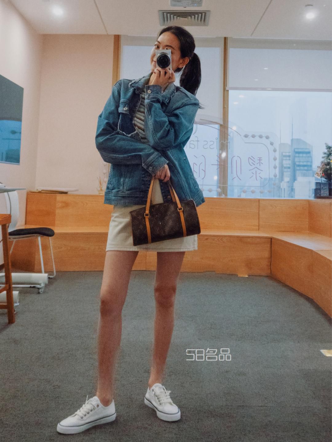 ootd｜LV圓筒包+牛仔外套和牛仔短裙,lv褲腰帶價(jià)格_1