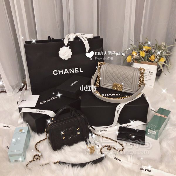香奈兒Chanel Leboy 20cm 19年新款大象灰牛皮金扣_5
