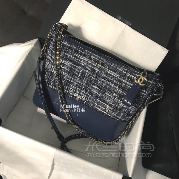 Chanel香奈兒流浪包 新款藍色毛呢_1