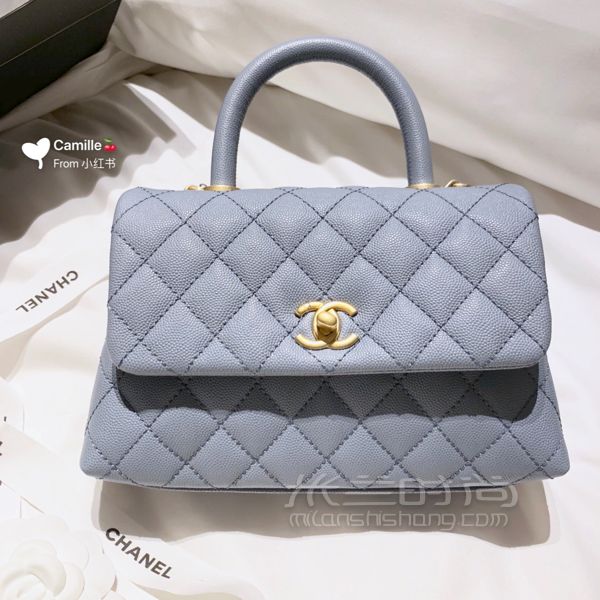Chanel coco handle 霧霾藍 小號 2019春夏 荔枝牛皮_6