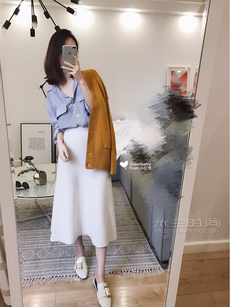 條紋襯衫穿搭日常通勤穿搭清爽風(fēng)_2