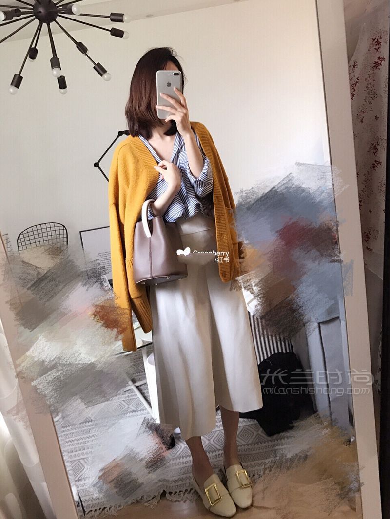 條紋襯衫穿搭日常通勤穿搭清爽風(fēng)_6