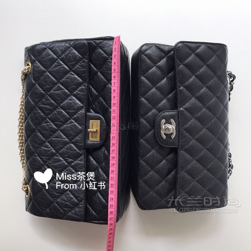 實(shí)用帖Chanel 2.55中號(hào)cf中號(hào)比較_5