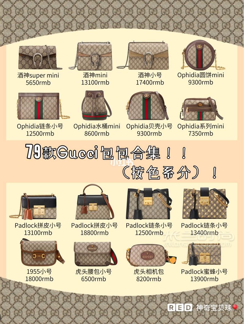 79款Gucci各大系列包包合集  按色系分雙g百搭復古_1