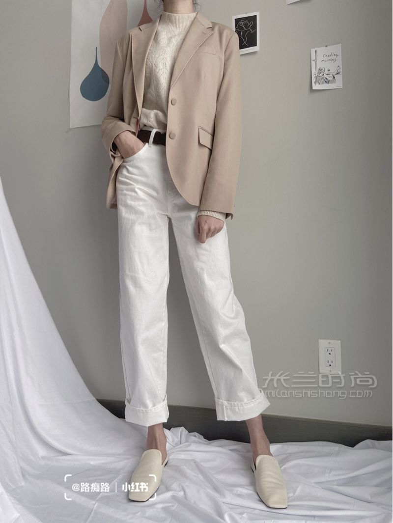 優(yōu)衣庫(kù)20春夏新品 奶油色牛仔褲_6