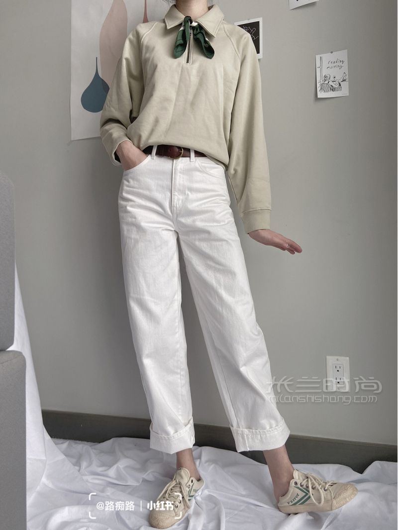 優(yōu)衣庫(kù)20春夏新品 奶油色牛仔褲_7