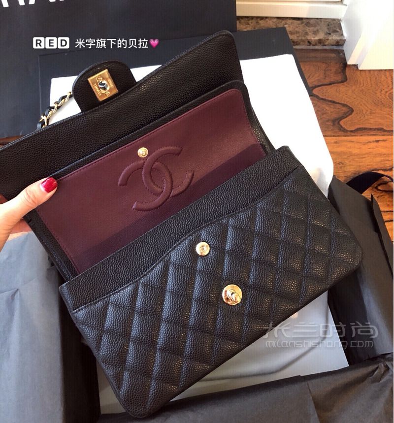 Chanel cf 中號(hào) 牛皮荔枝紋_7