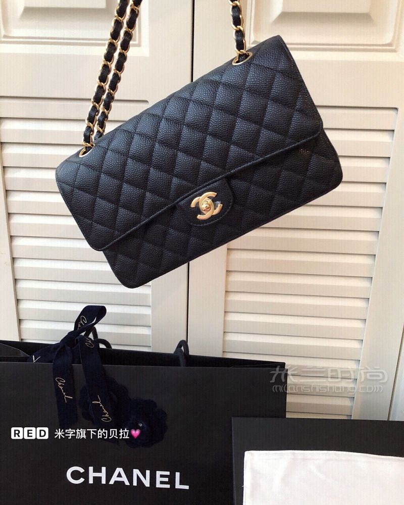 Chanel cf 中號(hào) 牛皮荔枝紋_8