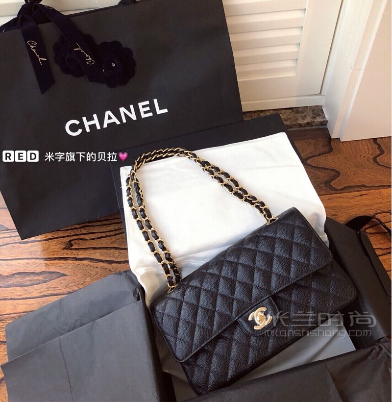 Chanel cf 中號(hào) 牛皮荔枝紋_5