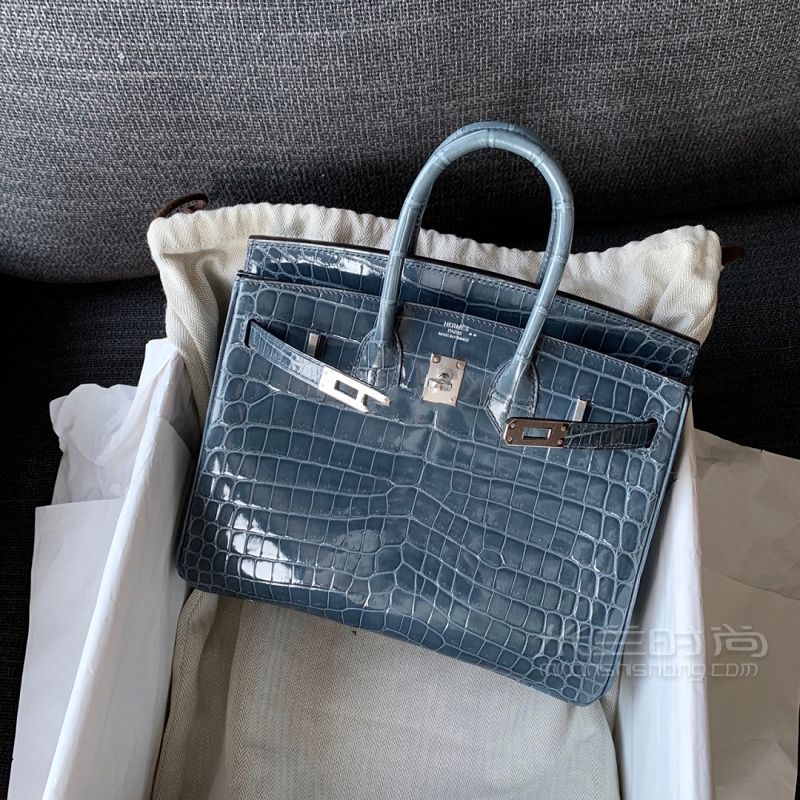 Hermes 愛(ài)馬仕鱷魚(yú)皮 25 birkin N7 風(fēng)暴藍(lán)_1